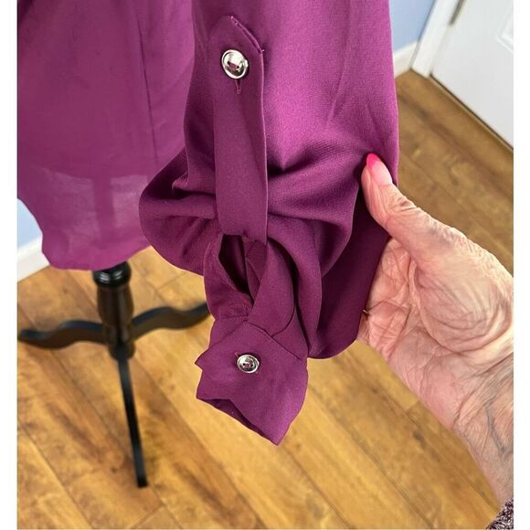 Papermoon Women's Size Medium Purple Button Down Tunic Dress Knee Length NWT - Picture 4 of 9